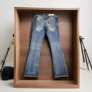 Rock revival Rhinestone Flap Pocket Fay Mid-Rise Bootcut Jeans Size 26 W 28×30